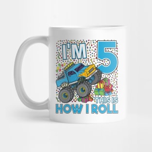 5th Birthday Monster Truck Party Gift 5 Year Old Boy Mug